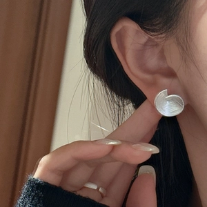 Ensemble minimaliste en argent sterling S925 boucles d'oreilles et bague brossée