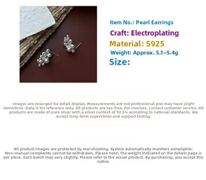 Detail of S925 sterling silver grape cluster earrings showing plating and weight specs