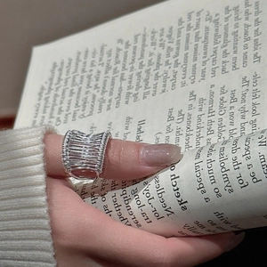 S925 sterling silver multi-layer saddle ring with minimalist geometric hollow design
