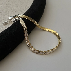 Italian style S925 sterling silver S-link chain bracelet in gold and silver finish