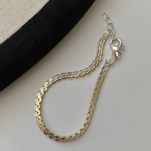 Italian S925 sterling silver bicolor gourd chain bracelet with lobster clasp and extender
