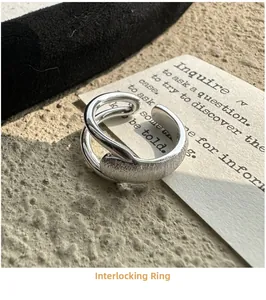 Detailed view of S925 silver ring featuring brushed and polished cross-layer textures