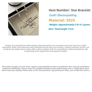Détail du bracelet en argent S925 avec fermoir étoile et maillons au design vintage