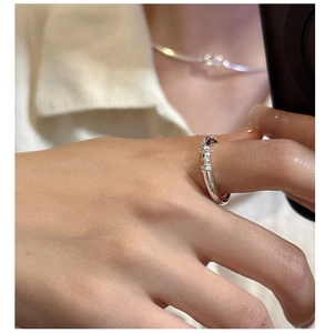 Detail showing the textured bamboo-style surface of an S925 sterling silver ring