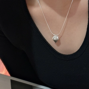 S925 sterling silver snake chain necklace with a matte vintage berry fruit pendant on a model
