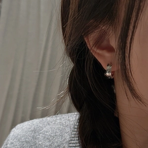 Minimalist S925 sterling silver hoop earrings with a unique handcrafted hammered texture