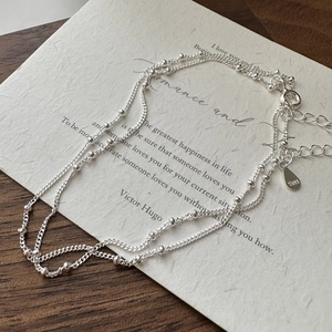 925 Sterling Silver Satellite Chain Necklace Minimalist Geometric Beaded Choker For Women Modern Chic Elegant Jewelry Gift