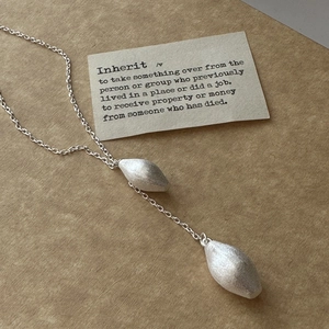 Minimalist S925 sterling silver Y-shaped necklace with matte water drop pendants