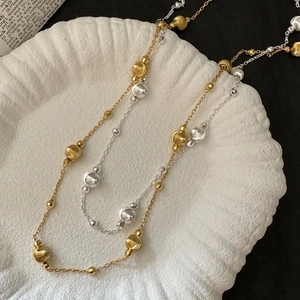 S925 Sterling Silver Beaded Necklace For Women Niche Design Minimalist Clavicle Chain Electroplated Gold Silver Jewelry