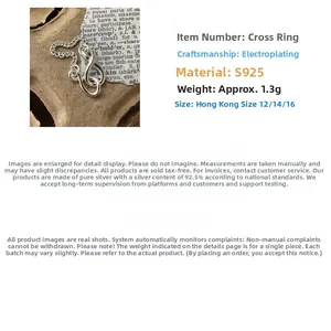 Macro detail of S925 sterling silver knotted chain ring with plating process specifications