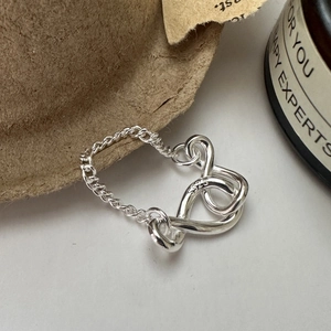925 Sterling Silver Infinity Knot Chain Ring For Women Minimalist Adjustable Fashion INS Style Hand Jewelry Finger Ring