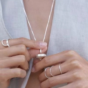 S925 Sterling Silver Spinning Top Pendant Necklace For Women Minimalist Vintage Long Chain Necklace Geometric Jewelry Accessory