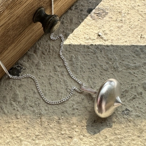 Minimalist S925 sterling silver spinning top pendant necklace with long link chain