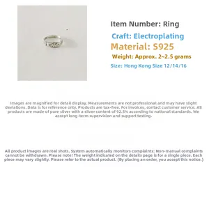 Détails de bague en argent S925 avec gravure vintage et surface plaquée haute qualité