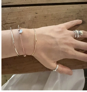 Bagues et bracelets en argent S925 superposés pour un style coréen chic et minimaliste