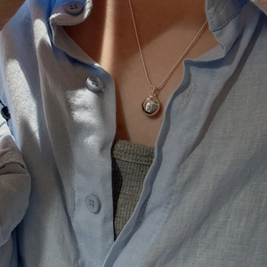 S925 sterling silver ball pendant necklace with engraved letters on a bead chain