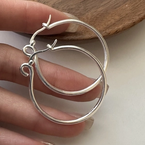 Orecchini a Cerchio in Argento Sterling S925 per Donna Orecchini a Bottone a Doppio Cerchio Lucidati Geometrici Minimalisti