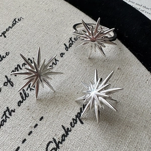 Elegant S925 sterling silver star jewelry set including ring and stud earrings