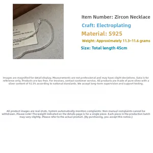 Macro detail of S925 sterling silver chain necklace with 45cm length and weight specs