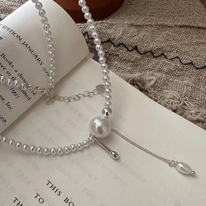 S925 Sterlingsilber Perlenkette mit Quastenanhänger im eleganten Retro-Design