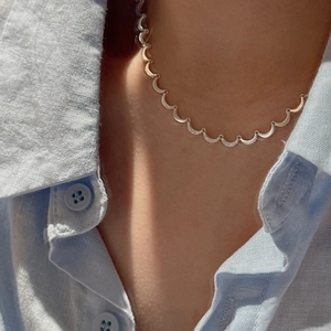 925 Sterling Silver Crescent Moon Necklace French Minimalist Inlaid Rhinestone Clavicle Chain For Women Vintage Fashion Jewelry