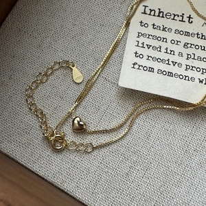 Collier cœur en argent S925 doré avec chaîne vénitienne dans un coffret en bois chic