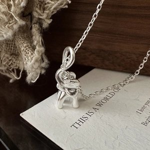 S925 Sterling Silver Elephant Pendant Necklace For Women Vintage Minimalist Animal Design Jewelry Clavicle Chain