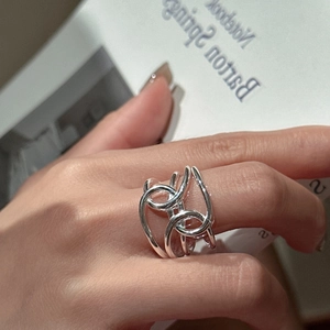Minimalist S925 sterling silver multi-layer intertwined ring for women on finger