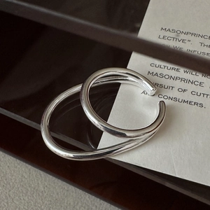 Minimalistischer S925 Sterlingsilber Ring mit Doppel-Layer Design und poliertem Finish