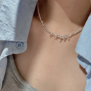 Collier en argent sterling S925 avec pendentifs lettres LUCKY sur chaîne à boules