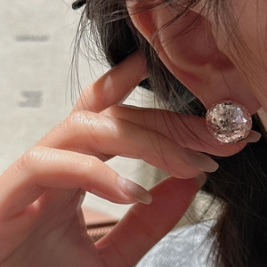 S925 sterling silver ball stud earrings featuring rose gold glitter in a spherical design
