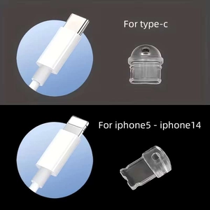 Detailed comparison of transparent Type-C and Lightning port dust plugs for iPhone series