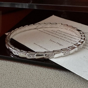 925 Sterling Silver Snake Scale Bangle For Women Trendy Zirconia Inlaid Minimalist Serpentine Bracelet Irregular Jewelry Gift