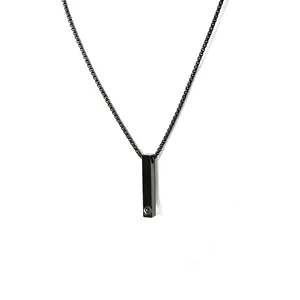 Collana con ciondolo a colonna in acciaio inossidabile nero e guida lunghezza 60cm