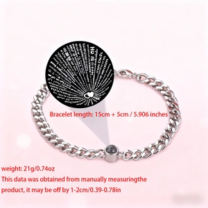 Silver Cuban chain projection bracelet with 15+5cm length specs and lobster clasp detail