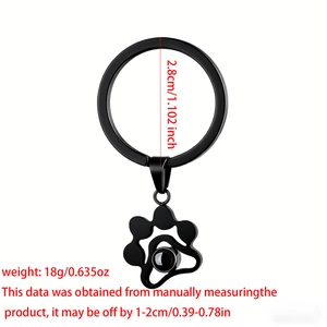 Black cat paw keychain with projection stone and matte hollow alloy pendant design