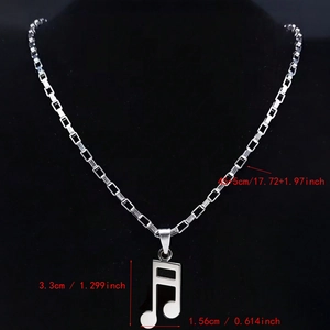 Stainless steel double musical note pendant necklace with box chain for daily wear
