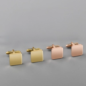 Minimalist Square Stainless Steel Cufflinks For Men Gold Rose Gold Plated French Formal Business Suit Accessories Cuff Links
