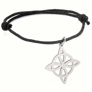 Bracelet Nœud de Sorcière en Acier Inoxydable Corde Tressée Réglable Nœud Celtique Charme Géométrique Mystique Bijoux Cadeau
