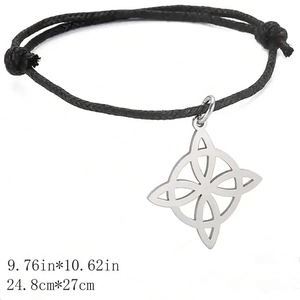 Bracelet ajustable nœud de sorcière en acier inoxydable avec cordon tressé noir protecteur