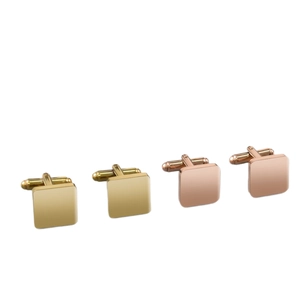 Polished square stainless steel cufflinks in gold and rose gold for business attire