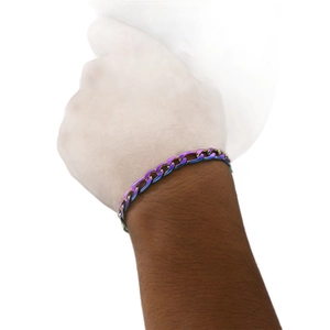 Regenbogen-Edelstahl-Panzerarmband mit Farbverlauf für Damen und Herren