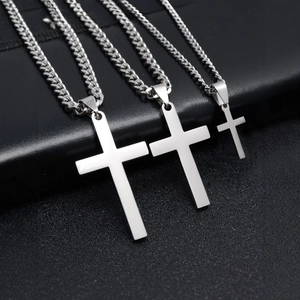 Hip Hop Edelstahl Kreuz Anhänger Halskette Für Herren Damen Minimalistisch Hochglanzpoliert Silber Ton Panzerkette Schmuck Geschenk