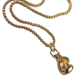 Goldene Herren-Halskette aus Edelstahl mit Boxhandschuh-Anhänger und Box-Kette