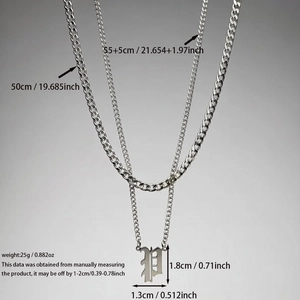Collier double couche en acier inoxydable avec pendentif lettre P gothique chic
