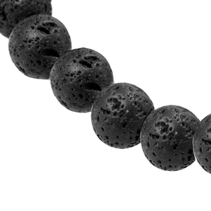 Lava rock stone beaded bracelet featuring 8-10mm natural black porous volcanic beads