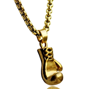 Heren Roestvrij Staal Bokshandschoen Hanger Halsketting Sportief Fitness Sieraden Met Venetiaanse Schakel Goud Zilver Zwart