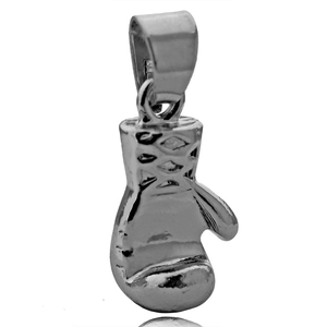 Polierte Boxhandschuh-Halskette in Silber für Fitness-Fans im minimalistischen Stil