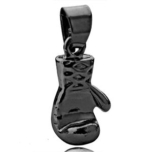 Polished gun black boxing glove pendant necklace for women's fitness and gym jewelry