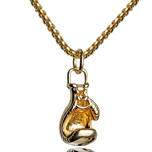 Collar Con Colgante de Guante de Boxeo de Acero Inoxidable para Hombre Estilo Deportivo Fitness Oro Plata Negro Joyería